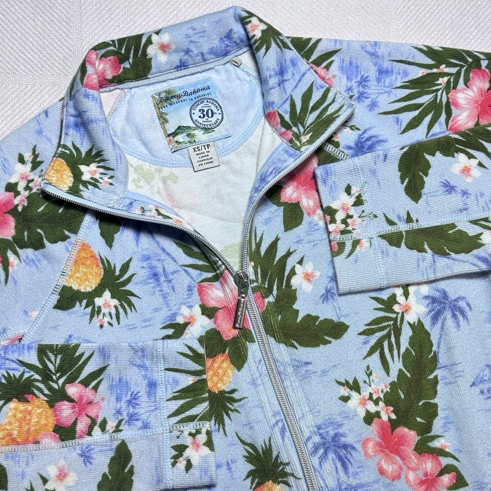 Tommy Bahama Sweatshirt Womens XS 30th Anniversary Floral Pineapple Tropical